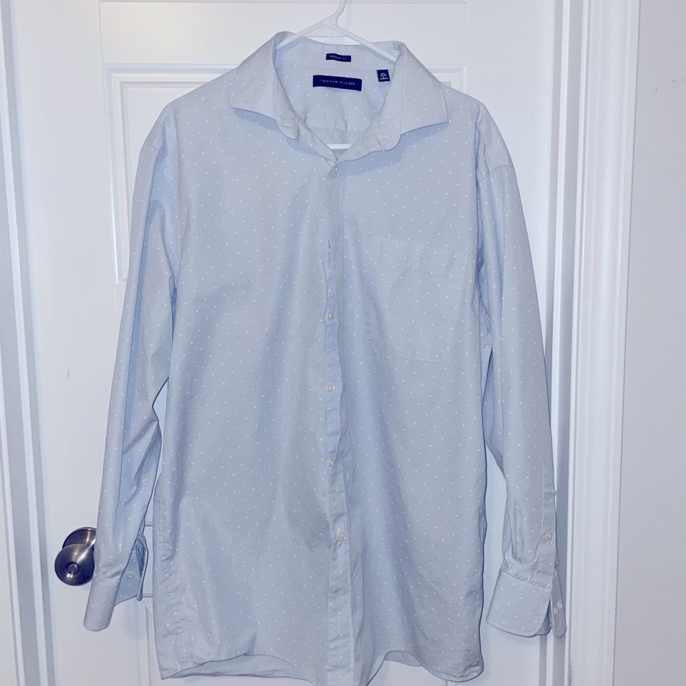 Large Mens‎ Light Blue Tommy Hilfiger Dress Shirt